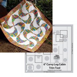 Bundle of Creative Grids Curvy Log Cabin Trim Tool 6in Finished Blocks and Cut Loose Press Rainbow Swirls Curvy Log Cabin Quilt Pattern by Creative Grids USA, and Cut Loose Press