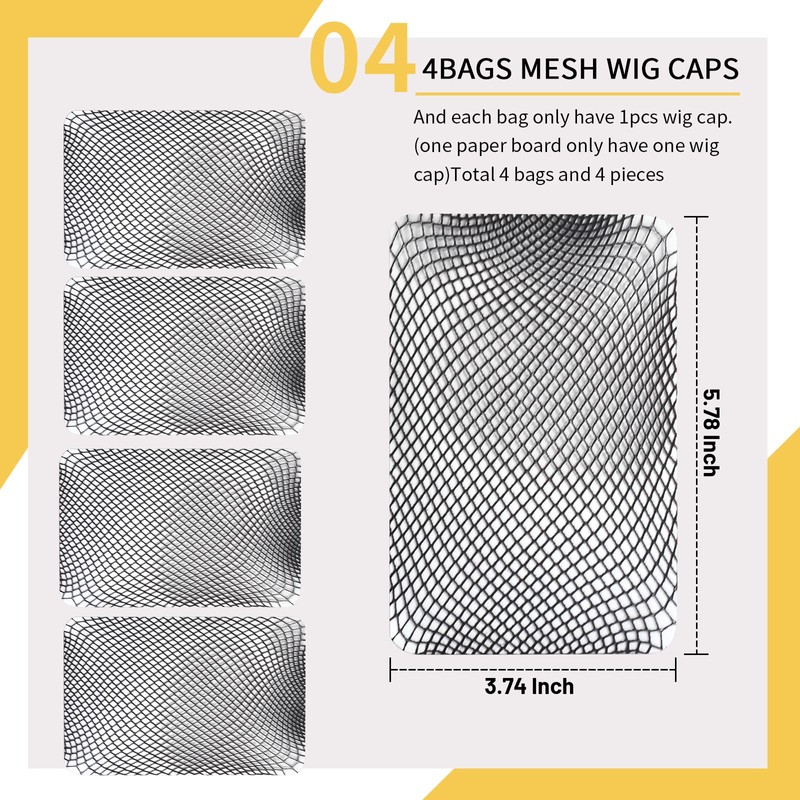 Fandamei Wig Caps, 4PCS Wig Caps Mesh Net Open End,