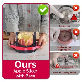 OOKUU 5.12 - Inch Large Apple Slicer, Cut 12 Thin Slices All the Way Through, HEAVY - DUTY Stainless Steel Apple Corer & Slicer for Fruits & Vegetables - Dishwasher Safe