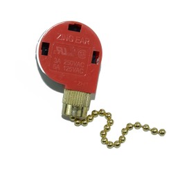 Lovinstar Zing Ear ZE-268S1 Switch 3 Speed Ceiling Fan Light Lamp Pull Chain Brass Control
