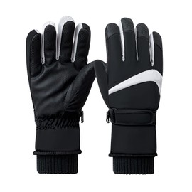 Feelorna Women Ski Gloves, Windproof Thermal Touchscreen Gloves Waterproof Surface&Fleece Lined Winter Warm Gloves for Skiing Cycling Riding Outdoor Sports (Black)