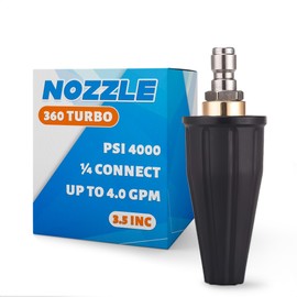 Turbo Nozzle Pressure Washer Tips 4000 PSI 4.0 GPM 1/4'' Quick Connect – Rust-Resistant Durable Brass Rubber and Stainless Steel Build with Strong Scrubbing Power for High-Pressure Washer Wands