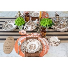 Hester & Cook Brown Kraft Striped Table Runner - Disposable Paper Table Runner for Parties or Weddings - American Made