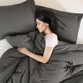 ROSGONIA Oversized King Comforter Charcoal Gray, 3pcs (1 Grey Comforter & 2 Pillowcases), Soft Lightweight Oversized King Size Comforter Sets Bedding