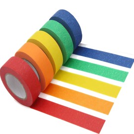 QILIMA Bright Colored Masking Tape, Multicolored Painters Tape Set Supplies for School,Coding Classroom, Office, Home, Arts & CraftsTeaching Supplies,24mm x12m per Roll, 5 Pack