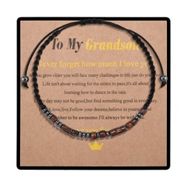 CheersLife To My Grandson Morse Code Bracelets I Love You Unique Birthday Christmas Gifts for Grandson Wrap String Strand Men's Bracelet Grandson Bracelet from Grandma Grandfather
