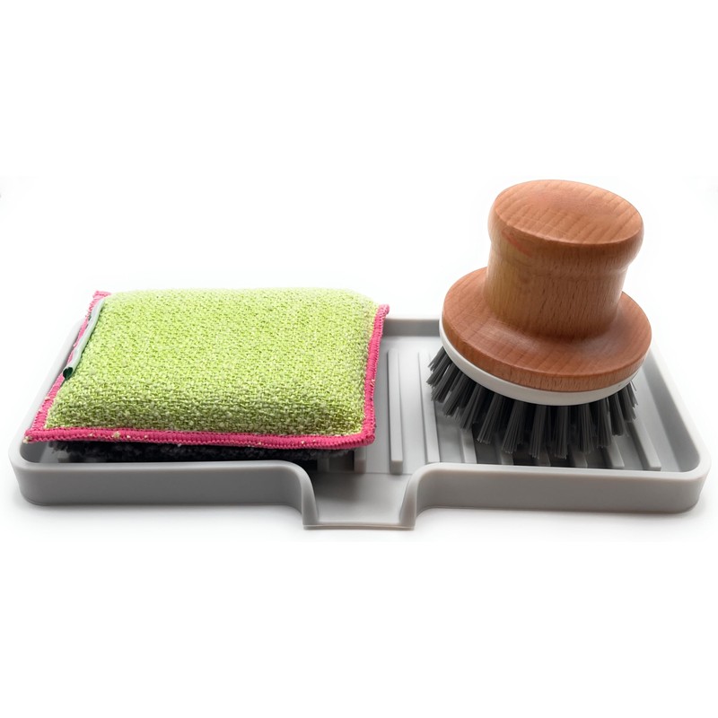 Happitasa Silicone Soap Dish Tray and Sponge Holder with Drain