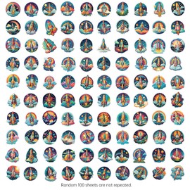 Rocket Sticker Set of 100 Cute Decoration for Car Laptop Skateboard Bicycle Moped Motorcycle Bicycle Computer Suitable for Adults Children