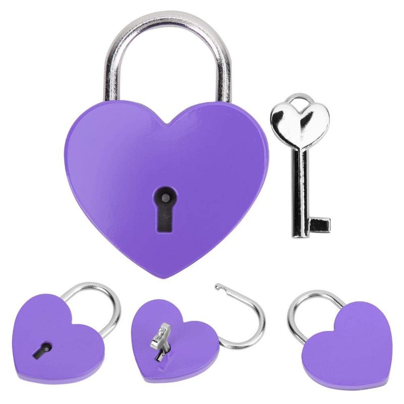 Padlock, Metal Heart Shaped Lock with Key, Metal Lock for