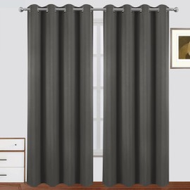 LEMOMO 100% Blackout Curtains 52 x 84 Inch/Grey Curtains Set of 2 Panels Thermal Insulated Room Darkening Bedroom Curtains