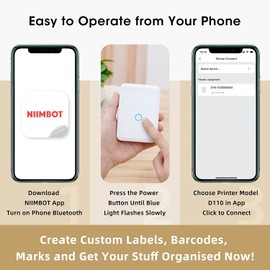 Etlephe D110 Bluetooth Label Maker, Portable Label Printer with Label Tape, Office or Home, Compatible with iOS Android, White