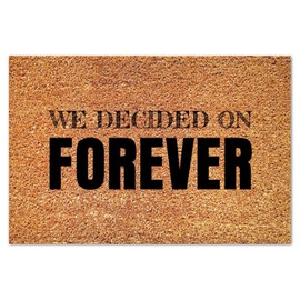 DecStic We Decided On Forever Coir Doormat Door Mats Farmhouse Bible Verse Durable Coir Non Slip Mat for Porch Patio Front Entry Apartment 24x36in