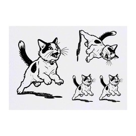 4 x 'Japanese Bobtail Cat' Temporary Tattoos - Water Resistant, Skin-Safe, Non-Toxic Transfers, Mixed Sizes (TO00071440)