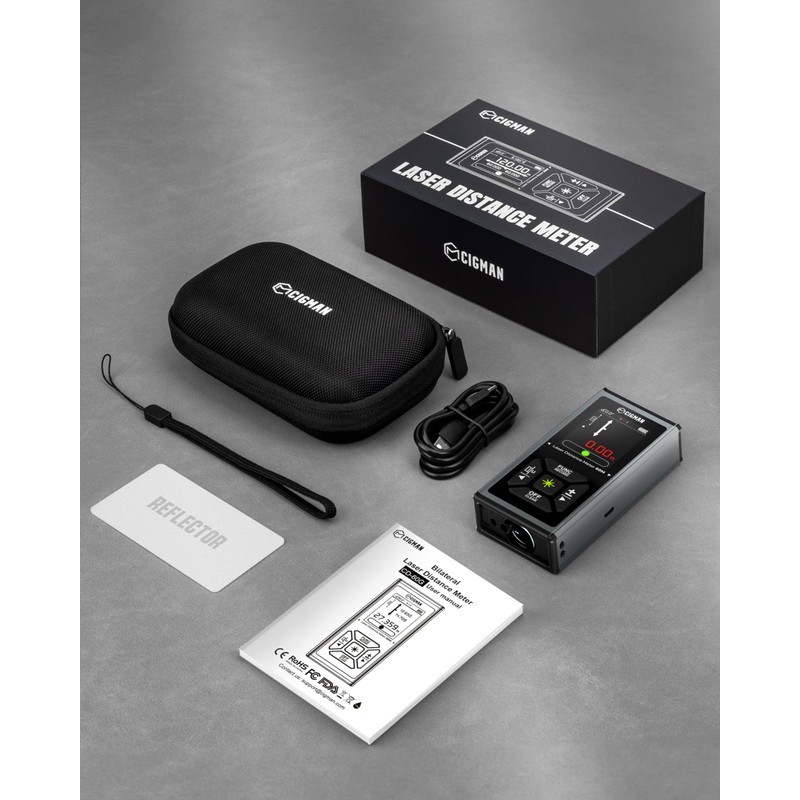 Laser Measurement Tool, CIGMAN 393ft/120M Bilateral Green Laser Distance Measuring