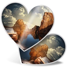 2 x 7.5cm Heart Stickers - Off Road 4x4 Vehicle Car Driver Racing Decals 8784