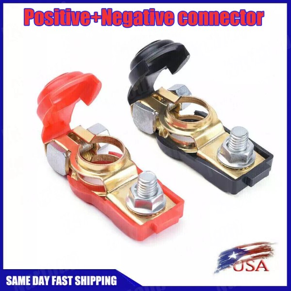 SHYFRULT 2X Car Battery Terminal Clamp Connectors Positive Negative Release