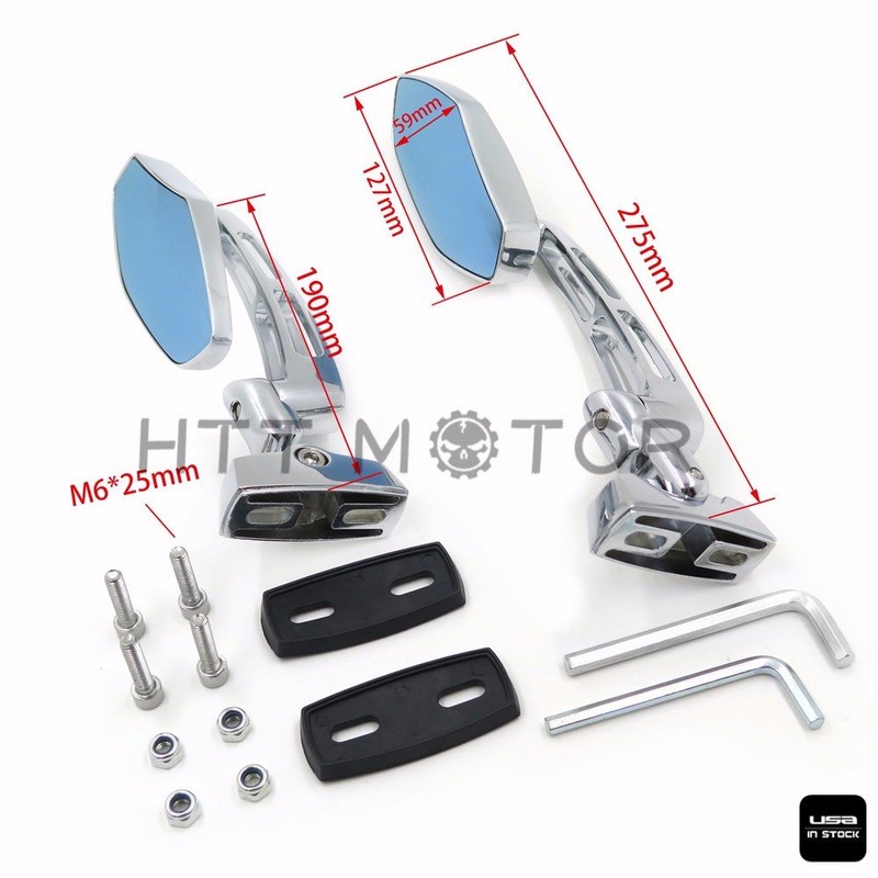 HTTMT- Chrome Adjustable Diamond Base Mirrors Rearview Compatible with Suzuk