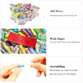 BIIVSOV Capsule Letters Message, 100Pcs Lovely Mini Pill Shaped Message Capsule Letter, Capsule Letters Message Friendship Gift (Transparent)