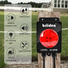 Sump Pump Alarm, Briidea Indoor/Outdoor High Water Septic Tank Alarm with 110dB Loud Alarm and Large LED Indicator, 10ft Level Float Switch, Ideal for Septic Sump Pump Pond Water Tank