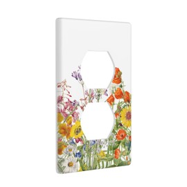 Vintage Floral Duplex Outlet Covers Wall Plate Decorative Farmhouse Light Switch Cover Electrical Wallplate for Farmhouse Home Art Panel Farm House Room Decor 2.76" X 4.5"
