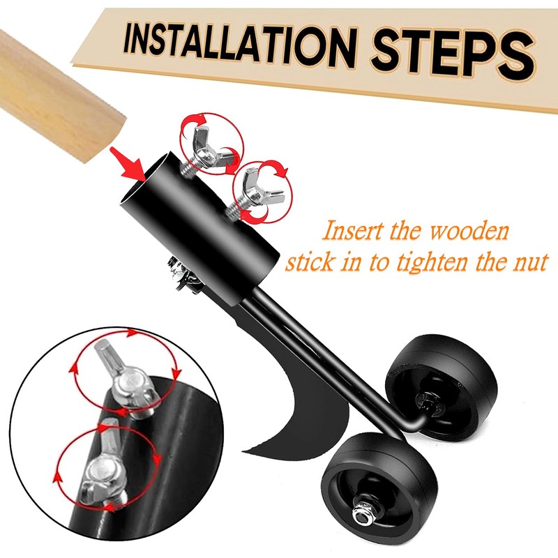 Miyobing Crevice Weeding Tools with Wheels, Hook Weed Remover Tool,