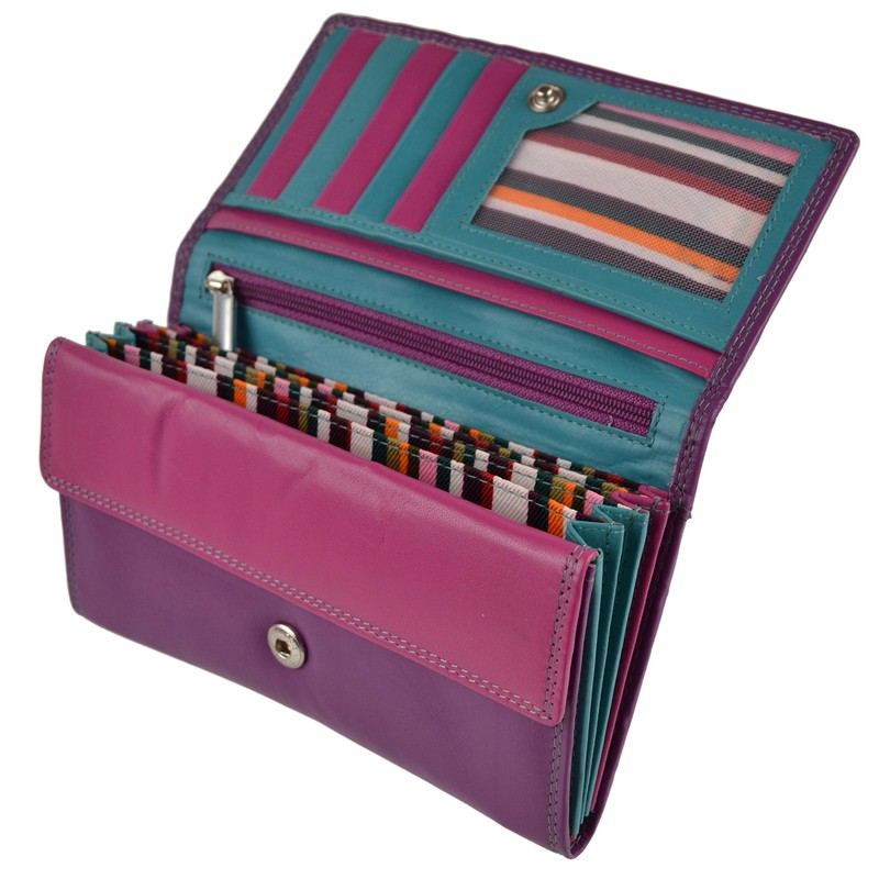 London Leather Goods Ladies Long Flap Over Leather Purse/Wallet 4