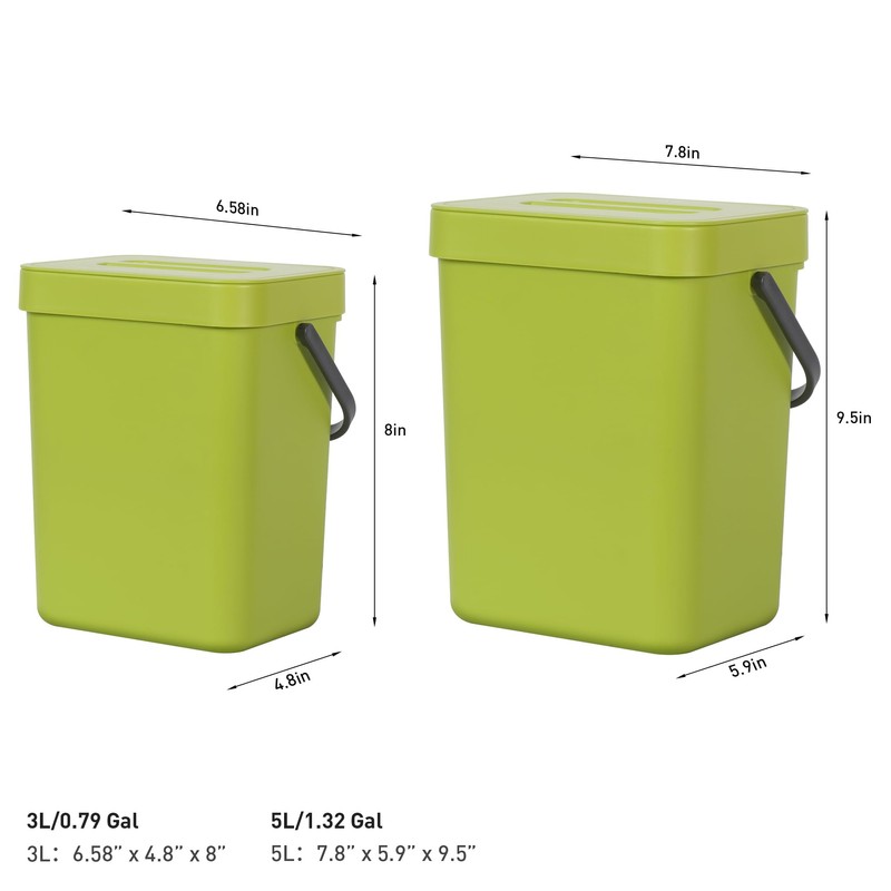 EKO Puro Wall-Mounted Trash Can with Lid, 1.32 Gal /