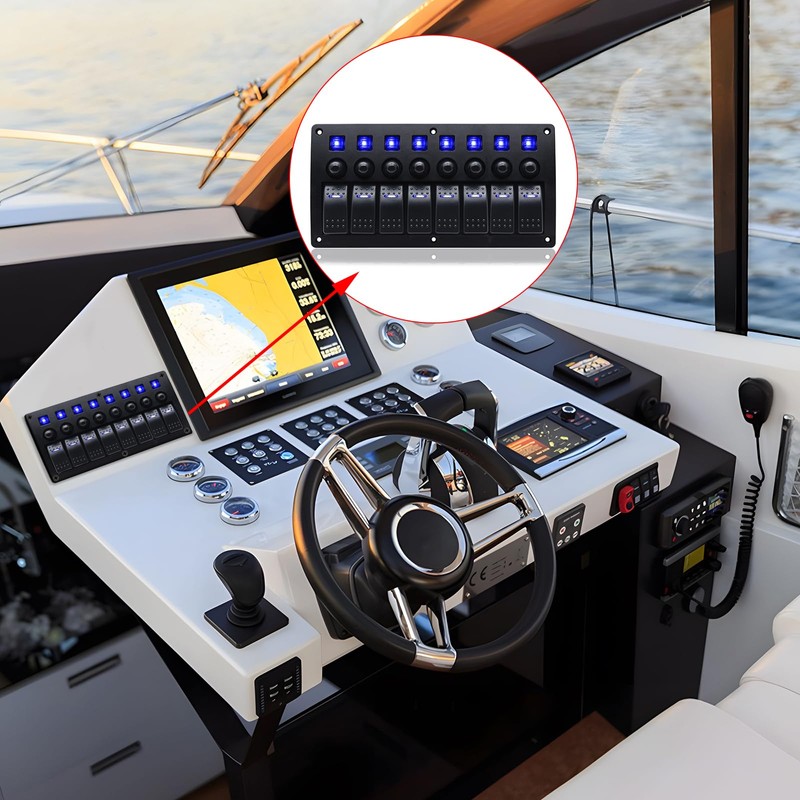 8 Gang Marine Switch Panel, Boat Rocker Switch Panel Waterproof,