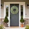 26" Large Artificial Boxwood Wreath for Front Door(White-Green)