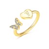 Initial Rings for Women Teen Girls Stackable Butterfly Initial Letter