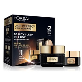 L'Oréal Paris Age Perfect Cell Renewal Midnight Kit, 2 Piece Skincare Set, with Antioxidant Recovery Complex & Vitamin E, Protect Skin's Moisture Barrier & Reduce Look of Wrinkles, For All Skin Tones