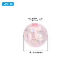PATIKIL 10mm Acrylic Beads, 200pcs Cute Beads Bulk Spacer Bead Bubble Crackle Sparkle Beads Crystal Plastic Candy Round Bead for Making Necklace Earring Craft,Pink