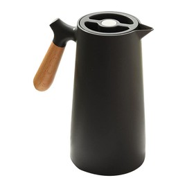 Tomaibaby Thermal Coffee Carafe with Lid and wooden handheld Nordic style Beverage Dispenser Thermal Kettle Insulation Hot Water Bottle Warm Keeping Bottle Black