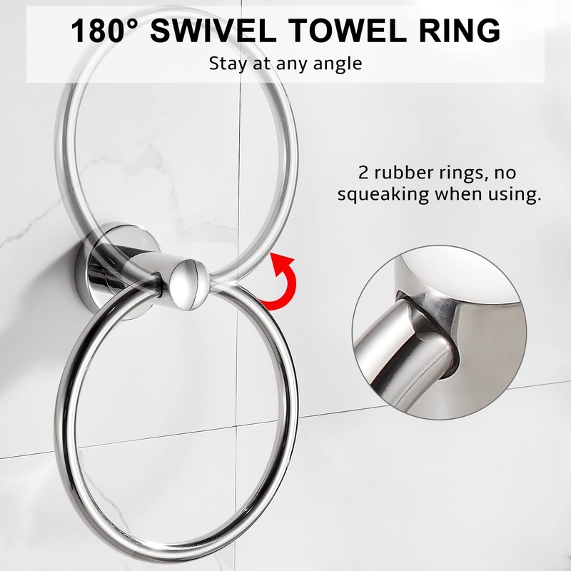 BGL Towel Ring Contemporary Style Stainless Steel 304 Chrome Bathroom