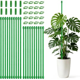 20 Piezas Tutor para Plantas,Tutor de Soporte para Planta,Estacas para Planta Ajustable,Incluye Clips y Conectores,para Orquídeas,Monstera,Tomate,Rosas,Enredaderas