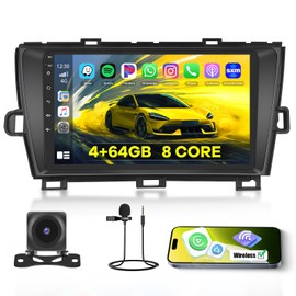 [8 Core+Android 15] 4G+ 64G Car Stereo for Toyota Prius 2010-2015, Wireless Carplay Android Auto, 9 Inch IPS Touch Screen Android Car Radio Bluetooth GPS SWC FM RDS 5G WiFi DSP Free AHD Cam