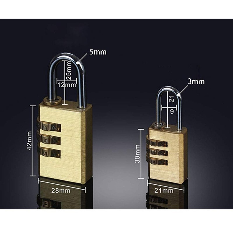 3 Digit Combination Lock, Brass Combination Padlock for Indoor and