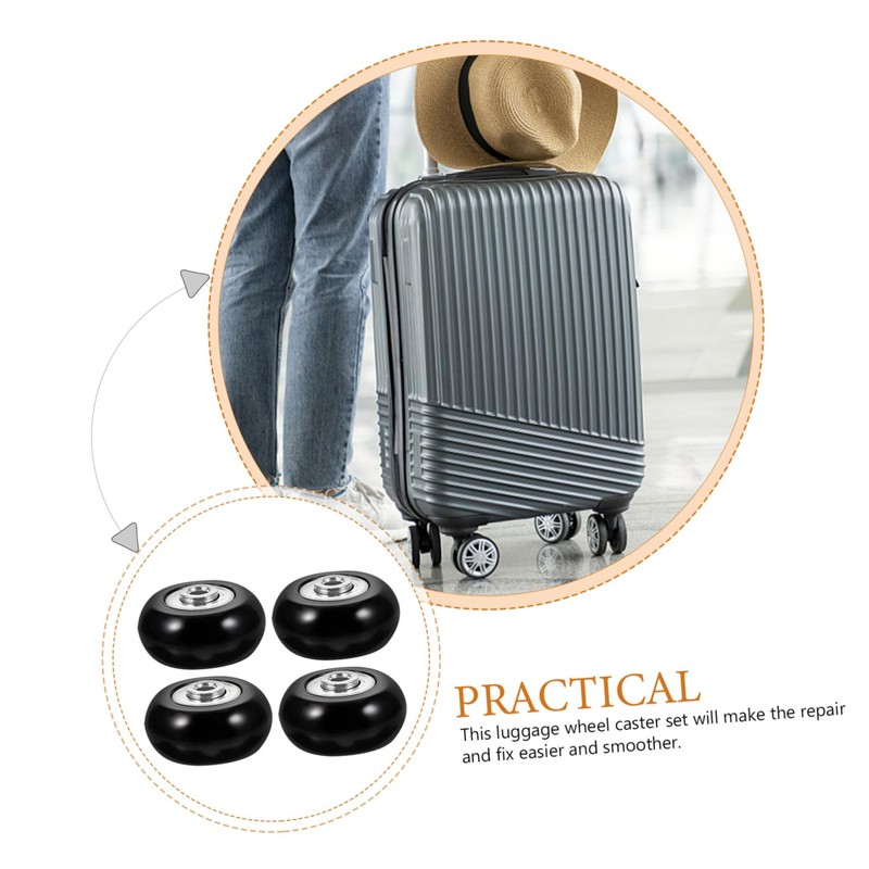 ULTECHNOVO 1set Pu Silent Rubber Replacement Wheels for Suitcases Noise