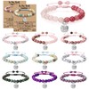Huquary 10 Pcs Teacher Appreciation Bracelet Gift Natural Stone Teacher Bracelets in Bulk with Message Cards for Women Thank You Gift Graduation