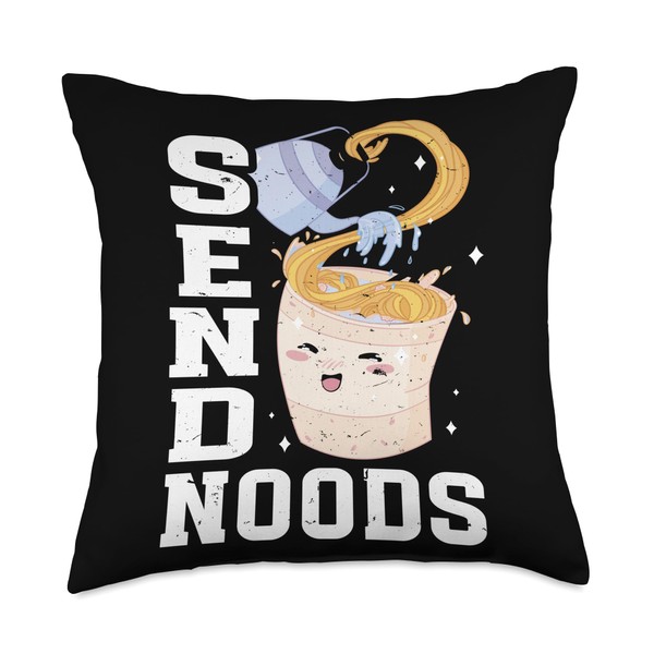 Send Noods Funny Japanese Ramen Noodle Throw Pillow