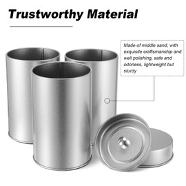 Zopeal 6 Pack Tea Tin Canister with Airtight Double Lids 12 oz Can Box Canister for Loose Leaf Tea Storage Bag Container Portable Small Kitchen for Coffee Sugar Pantry Camping, Silver