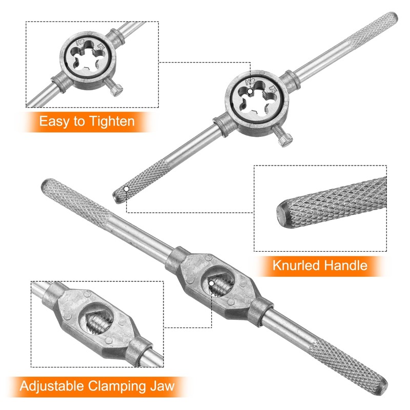 sourcing map 20pcs Metric Tap and Die Set M3-M12 Rethreading