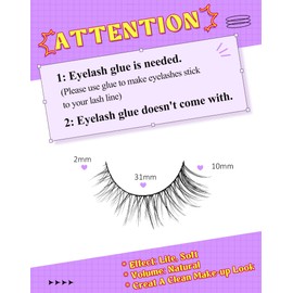 Lashes Wispy False Eyelashes Colour Gradient False Eyelashes Natural Look Small Eyelashes False Eyelashes Artificial Mink Eyelashes 7 Pairs D11