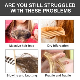 Hair Growth Oil Massage Kit with Ginger & Rosemary Oils - Scalp Massager Brush for Dry Frizzy Hair, Split End Repair Treatment to Strengthen and Thicken Hair, Non-Greasy Nourishing Set