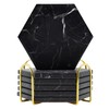 Warmroom Absorbent Hexagon Black Marble Coasters for Drink with Gold