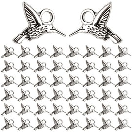Framendino, 50 Pack Mini Hummingbird Charms Small Hummingbird Charm Animal Alloy Hummingbird Enamel Pendants for Jewelry Craft Making, 50 Pack, No Gemstone