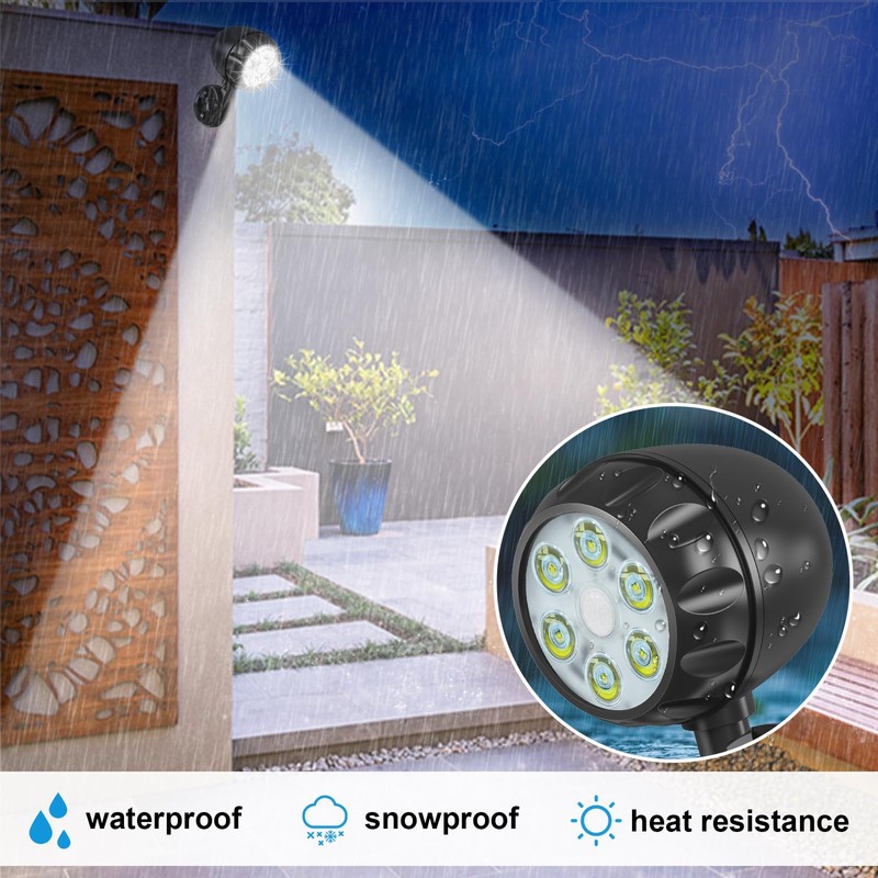 Sunenvoy Motion Sensor Battery Powered Outdoor Light,IP65 Waterproof Spotlight,6 LED