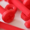 20 x Phillips Pan Head Screws Red Plastic Nuts &