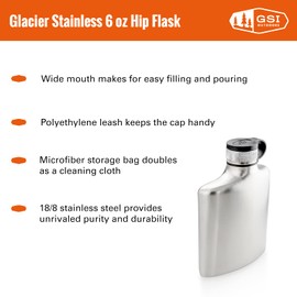 GSI Outdoors 66106 Hip Flask Brushed Stainless Steel