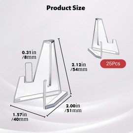 Lyivisk Pack of 25 Transparent Acrylic Coin Holders Mini Display Stand for Collectible Coins Cards Medals and Pendants Sturdy Easel Stand for Desktop Display